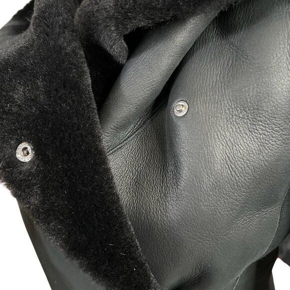 La Reine Blanche Hooded Lambskin Sherpa Lined Women's Jacket Size 36 EU 6 US - Picture 13 of 16